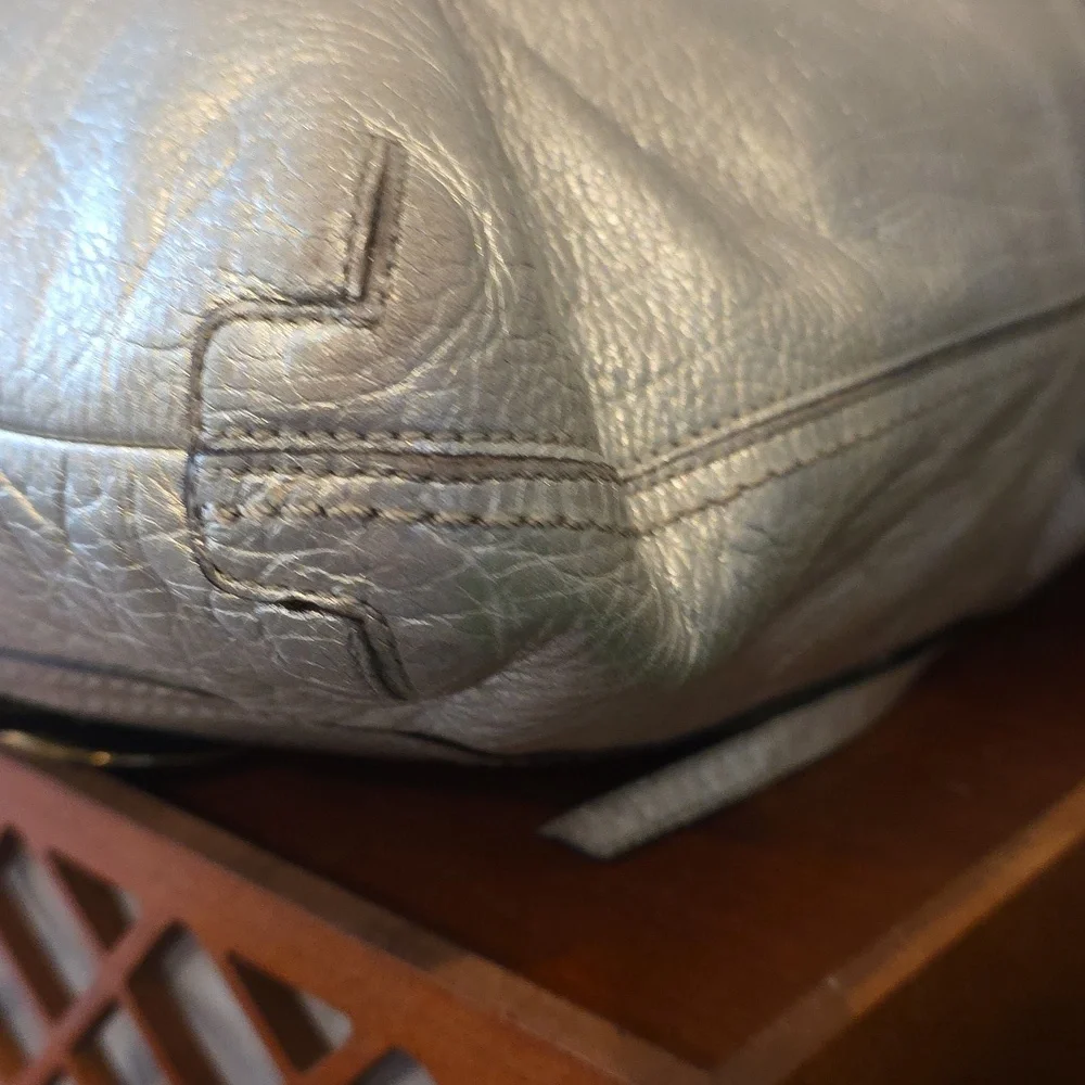 Coach Bleecker Pewter/Silver Metallic Featuring Tattersall Lining